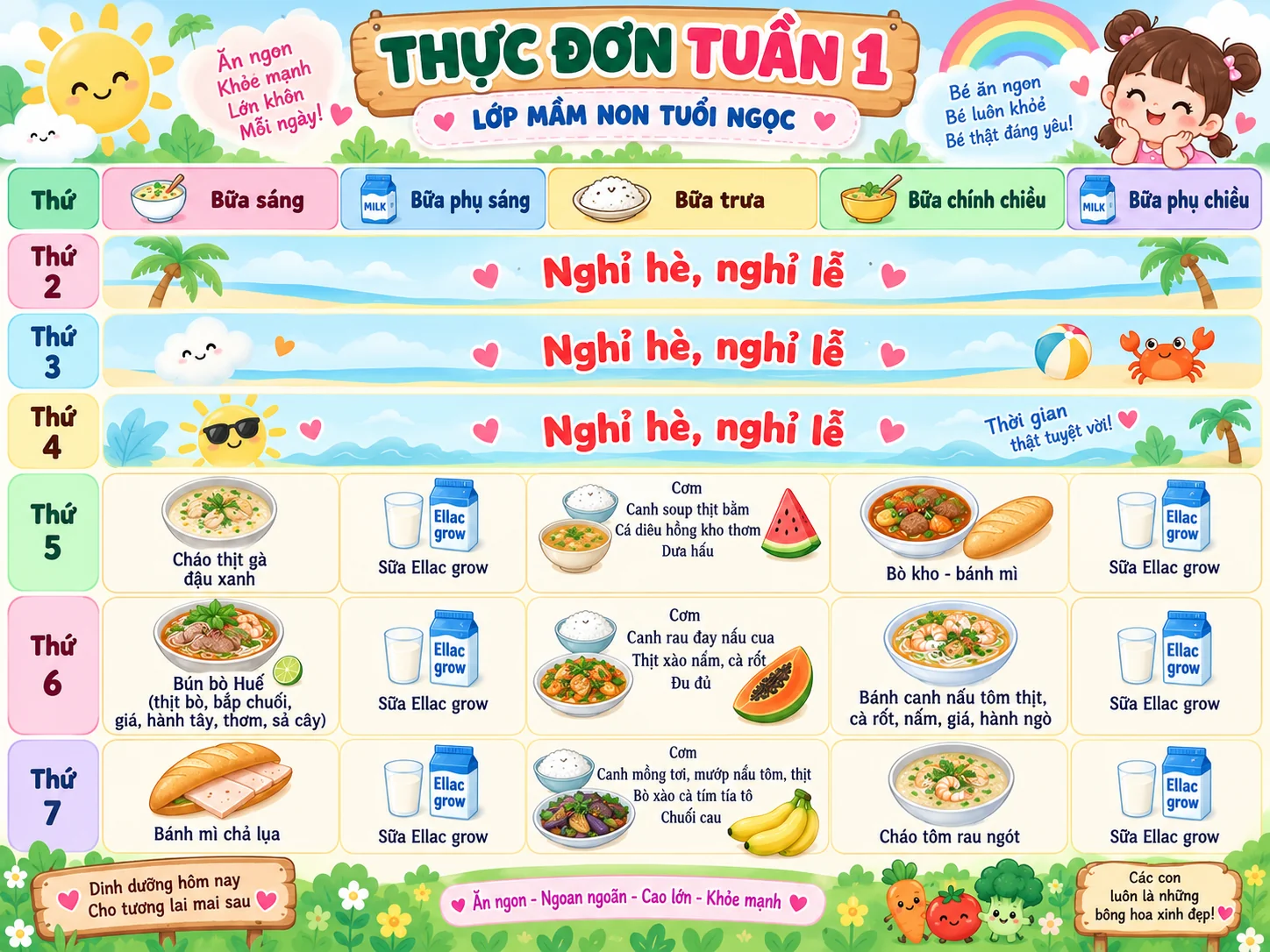 THỰC ĐƠN ĂN TRONG TUẦN - TUẦN 1		 		