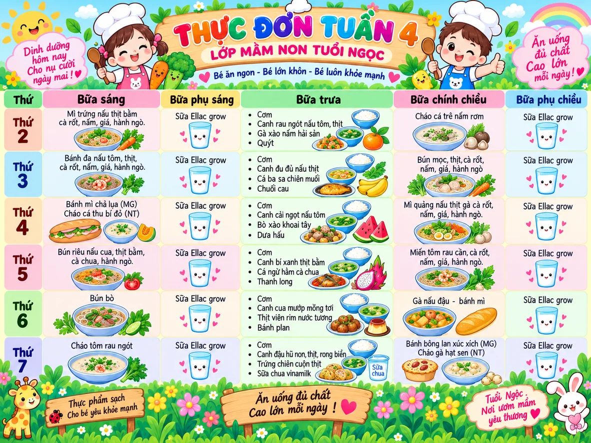 THỰC ĐƠN ĂN TRONG TUẦN - TUẦN 4